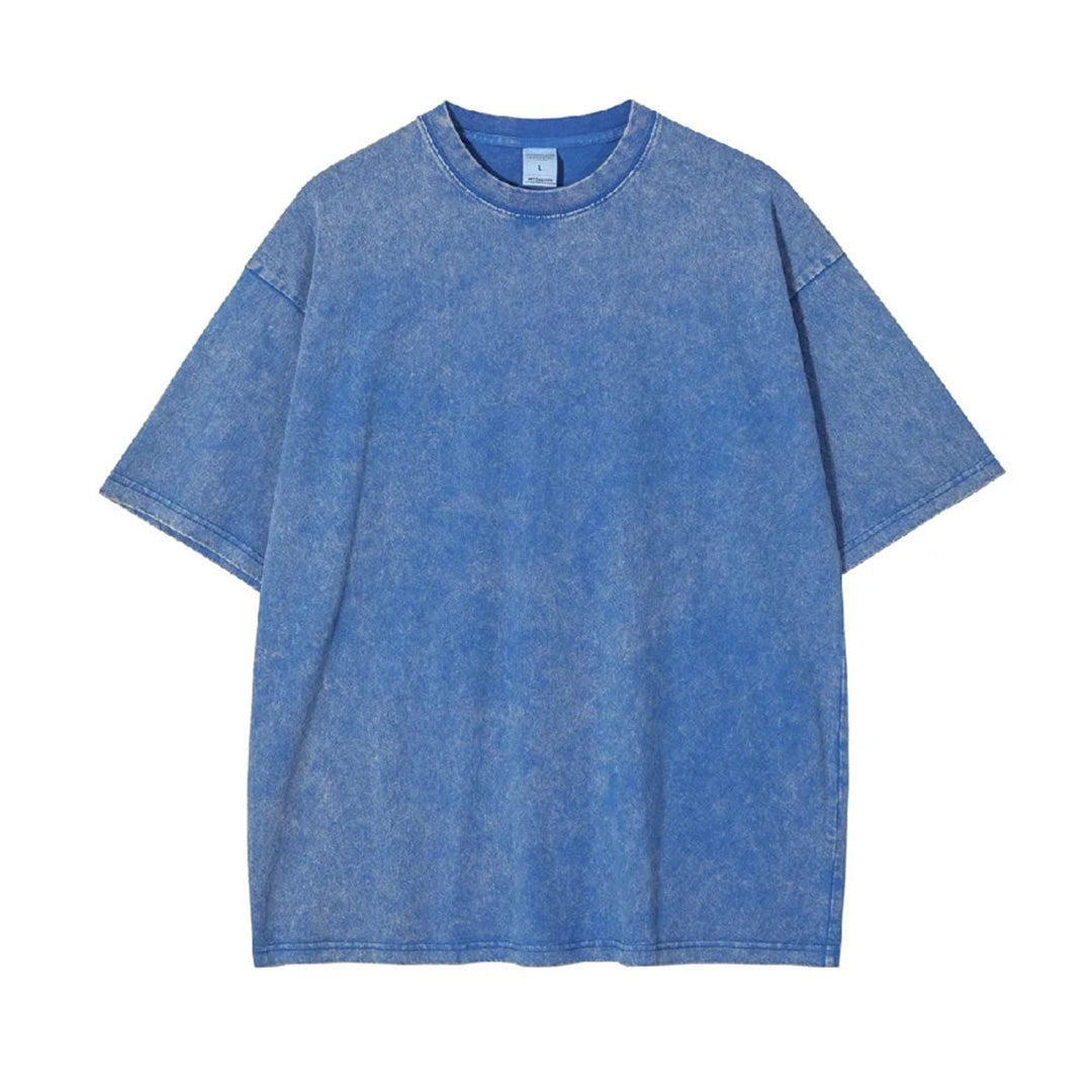 Vintage washed distressed oversized white cotton tee drop shoulder relaxed fit short sleeve
