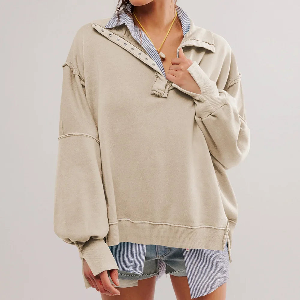 Corti oversized cream sweatshirt soft cotton blend with voluminous sleeves for relaxed refined style