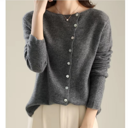 Women's elegant button knit cardigan classic silhouette with front button closure versatile warm layer