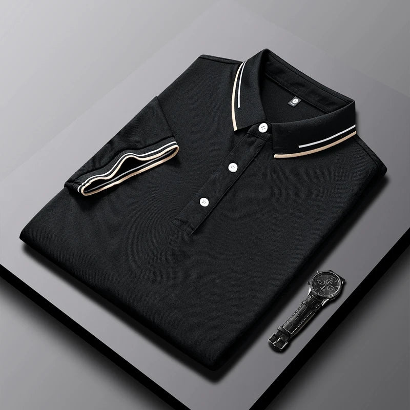 AeroKnit tailored polo shirt in classic hue, slim fit with contrast collar and cuffs detailing