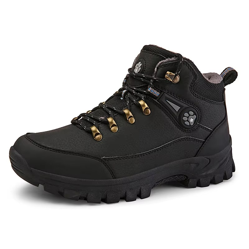 Men's waterproof mid-top winter hiking boots with anti-slip sole for all-weather outdoor traction