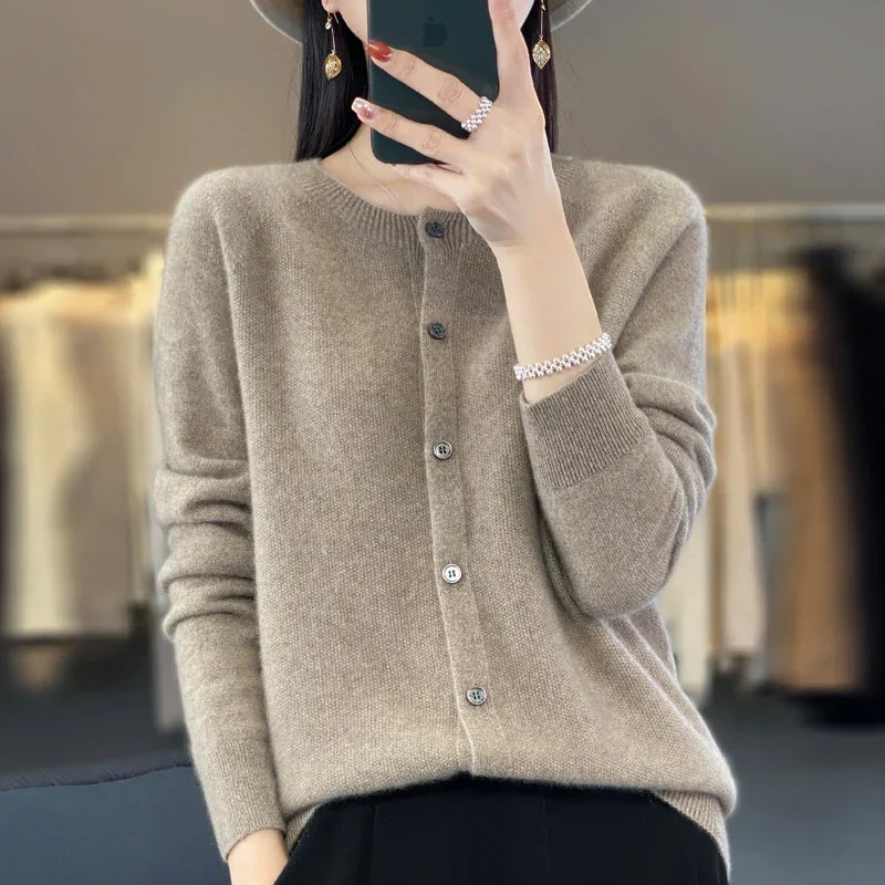 Vera™ buttoned cardigan elegant relaxed fit with refined button details versatile layering essential