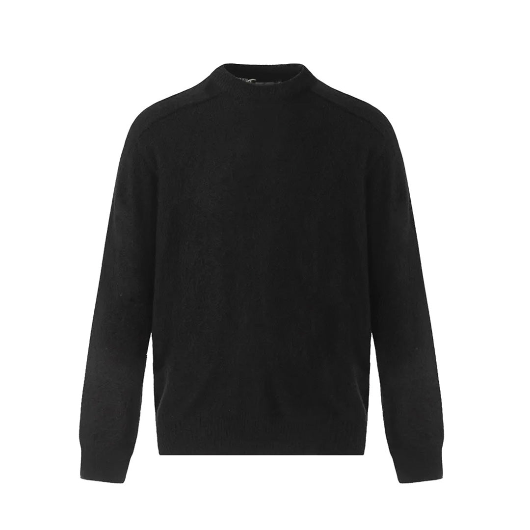 Brushed wool crewneck pullover relaxed fit soft textured knit versatile winter layering sweater