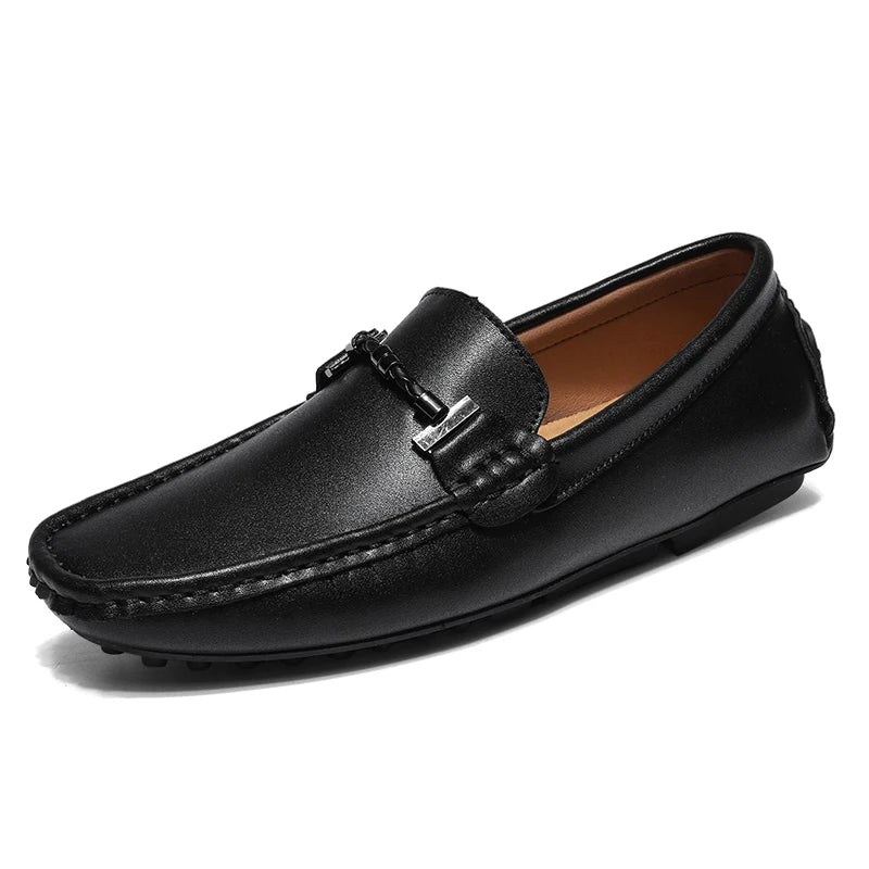 Alonso tan leather loafer slip-on with premium cowhide upper and natural patina finish