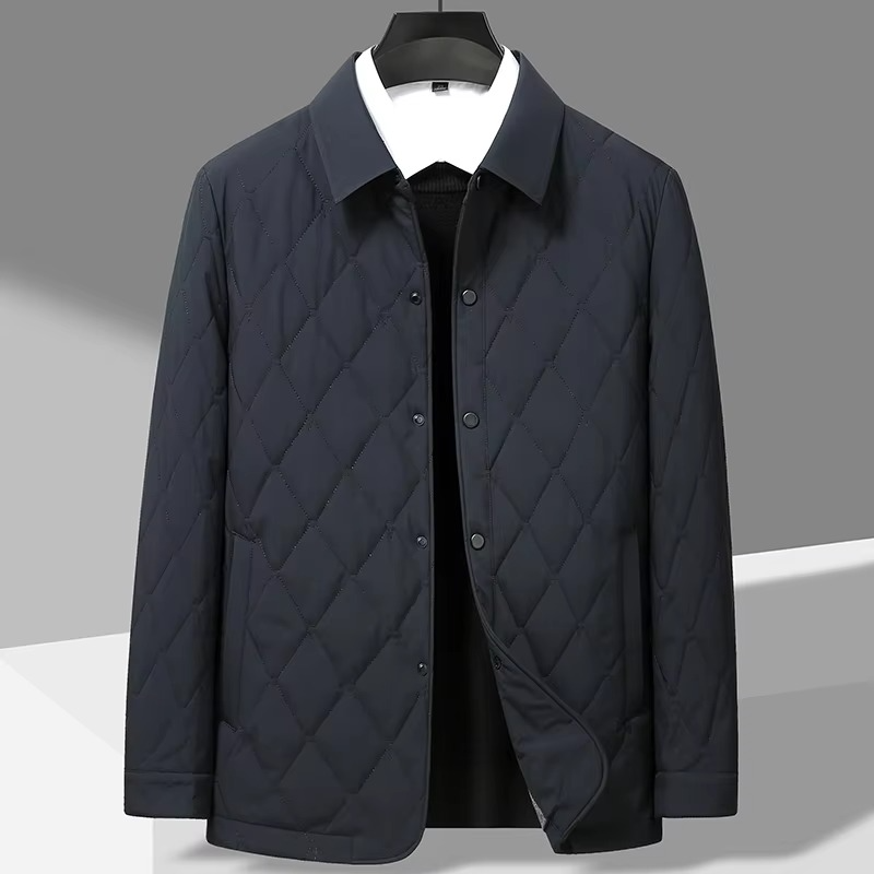 Men's mulberry silk quilted jacket diamond-stitched burgundy slim business outerwear refined drape