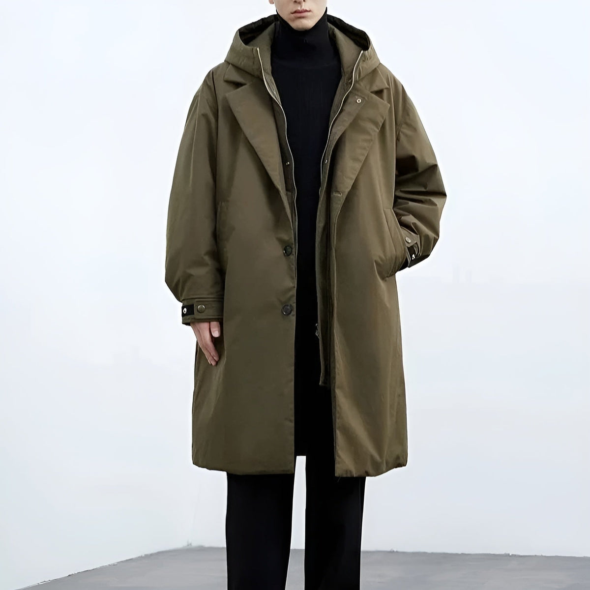 Brighton beige trench coat modern cut sharp collar windproof weather-resistant street-ready style