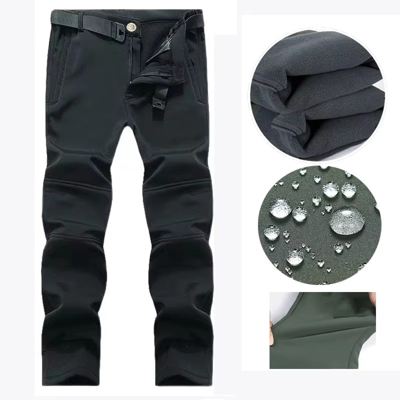 Men's navy softshell waterproof fleece jacket thermal insulated slim-fit outdoor hiking winter layer