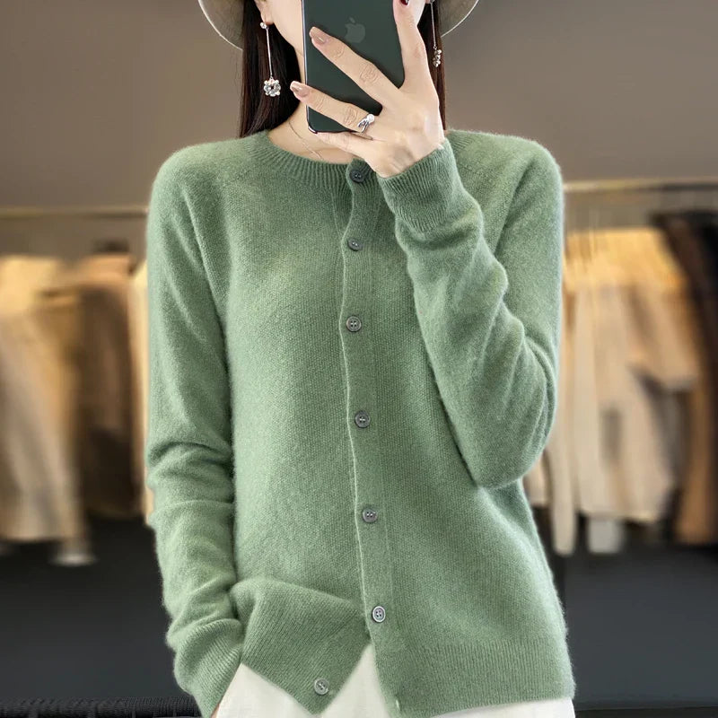 Vera™ women's buttoned cardigan elegant relaxed fit with refined button detail