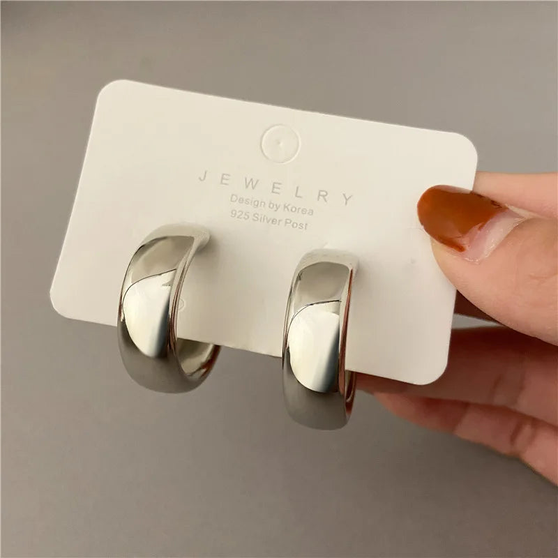 Chunky gold hoop earrings highly polished non-tarnish bold statement jewelry Super Hooper style