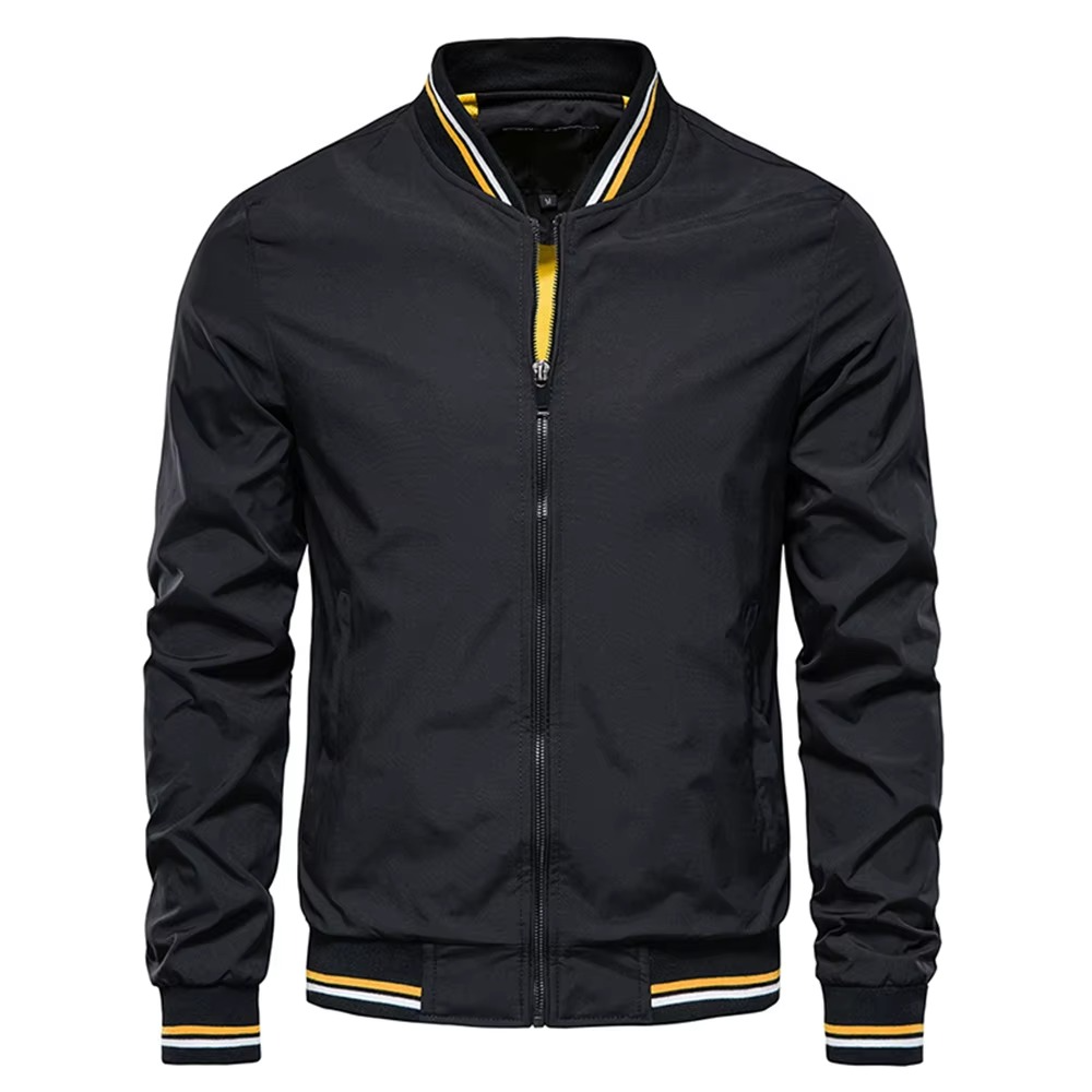 Men's slim fit burgundy bomber jacket lightweight casual all-season layering style