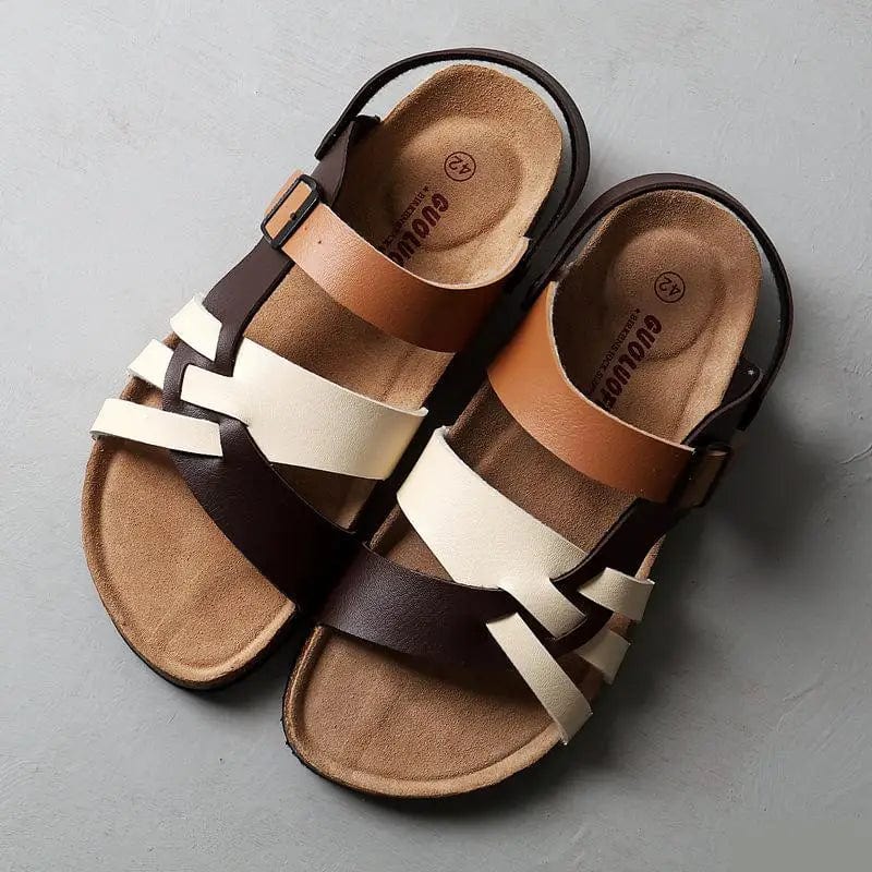 Sienna women's beige strappy sandals with soft cushioned footbed for all-day comfort