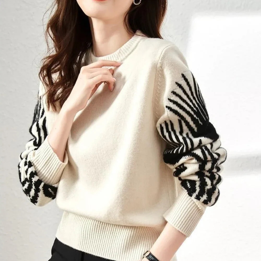 Astoria soft knit sweater with bold Y2K graphic design, modern relaxed fit everyday statement piece