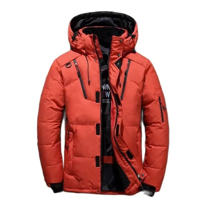 Men's white duck down parka extreme cold weatherproof windproof shell modern slim silhouette