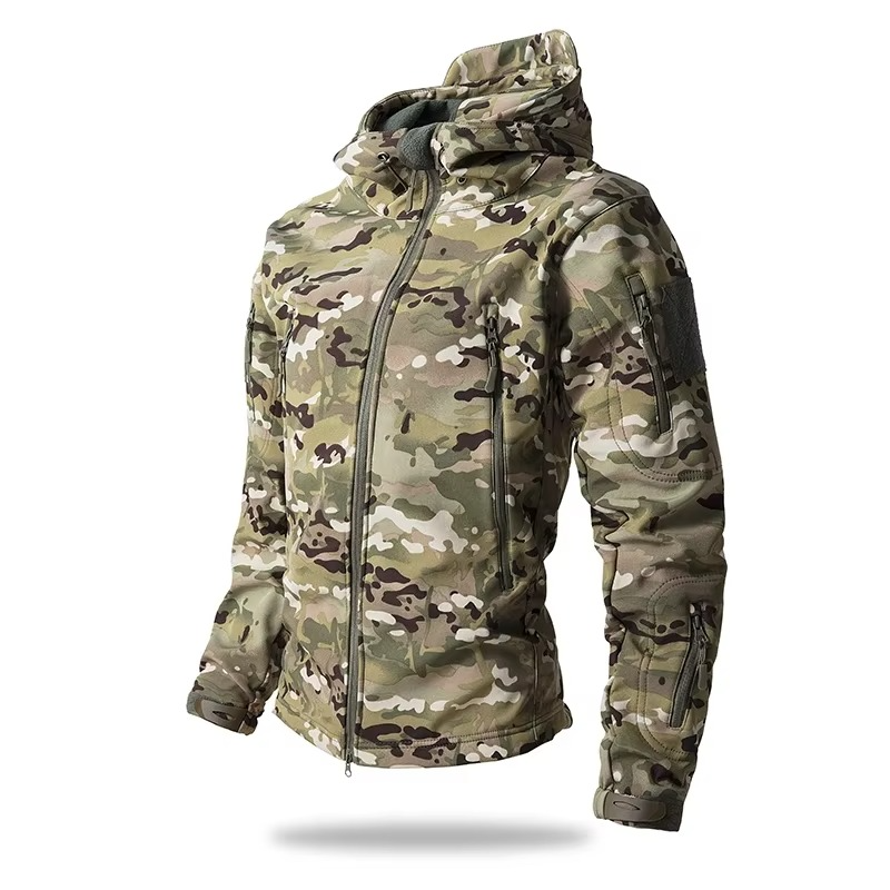Men's navy soft shell fleece jacket windproof lightweight layering outdoor all-season warmth