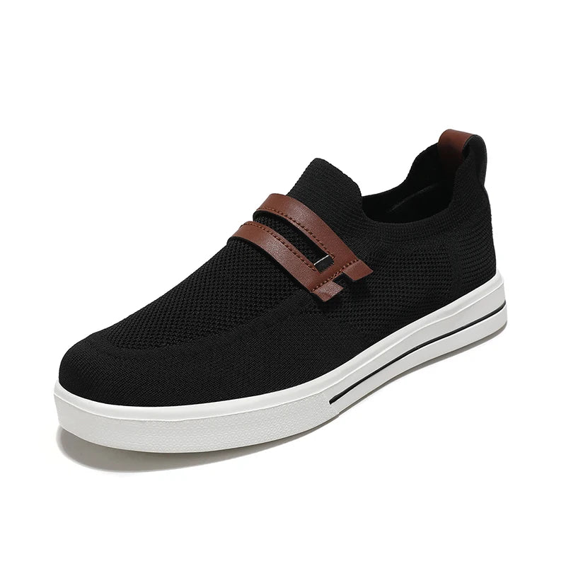 Men's slip-on knit mesh shoes neutral tone minimalist style breathable EVA foam cushioned sole
