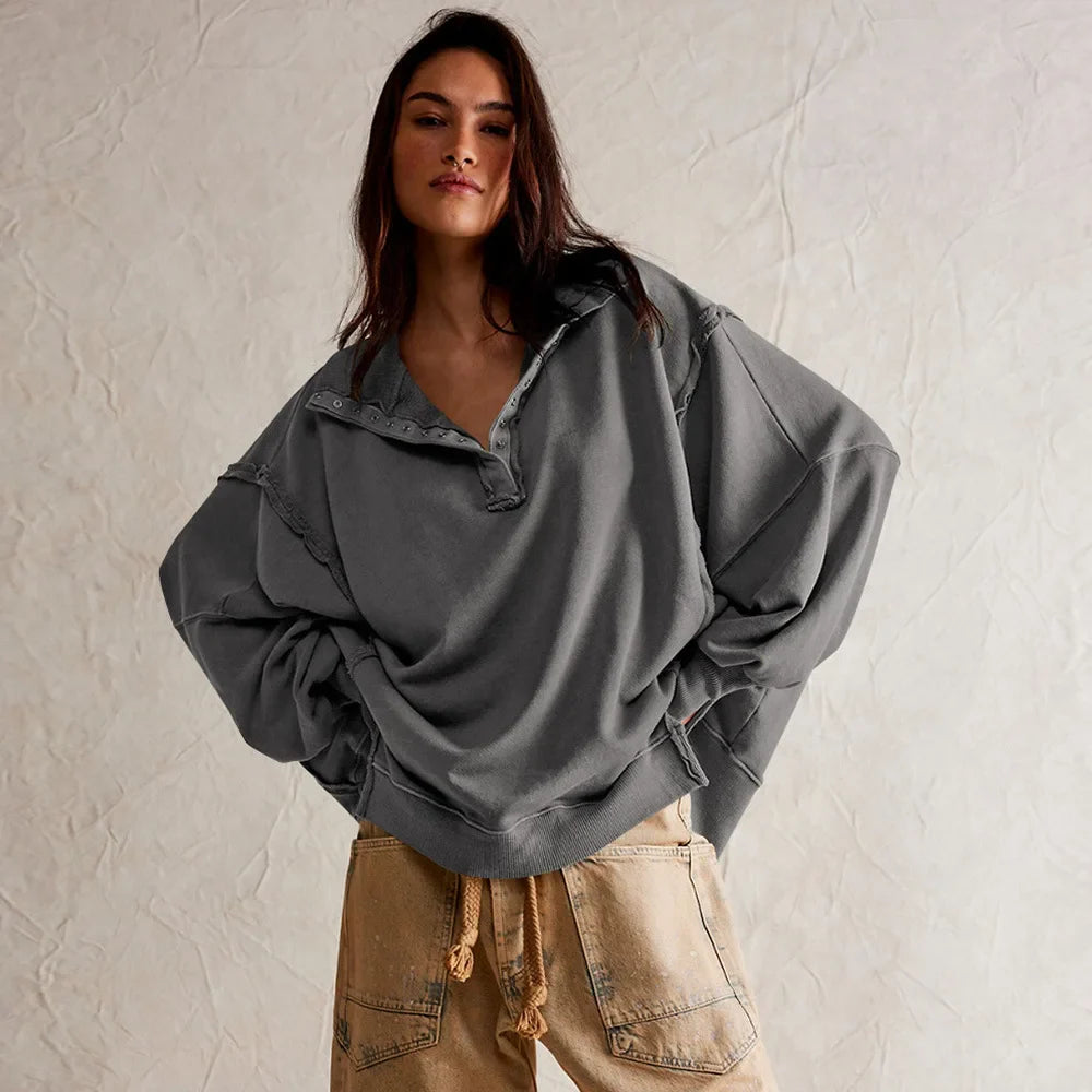 Corti oversized cream sweatshirt soft cotton blend with voluminous sleeves for relaxed refined style