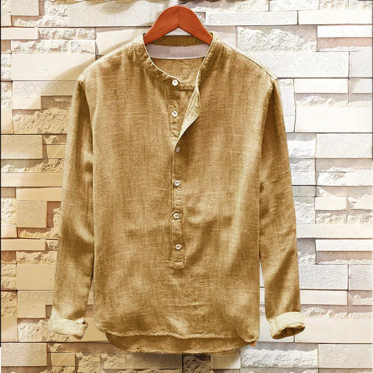 Ryken Japanese-inspired linen cotton pullover with clean lines and minimalist tailored design