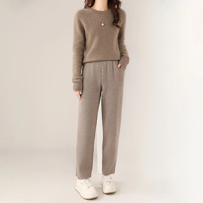 Mileena 100% wool pants with cashmere lining, clean modern silhouette for women