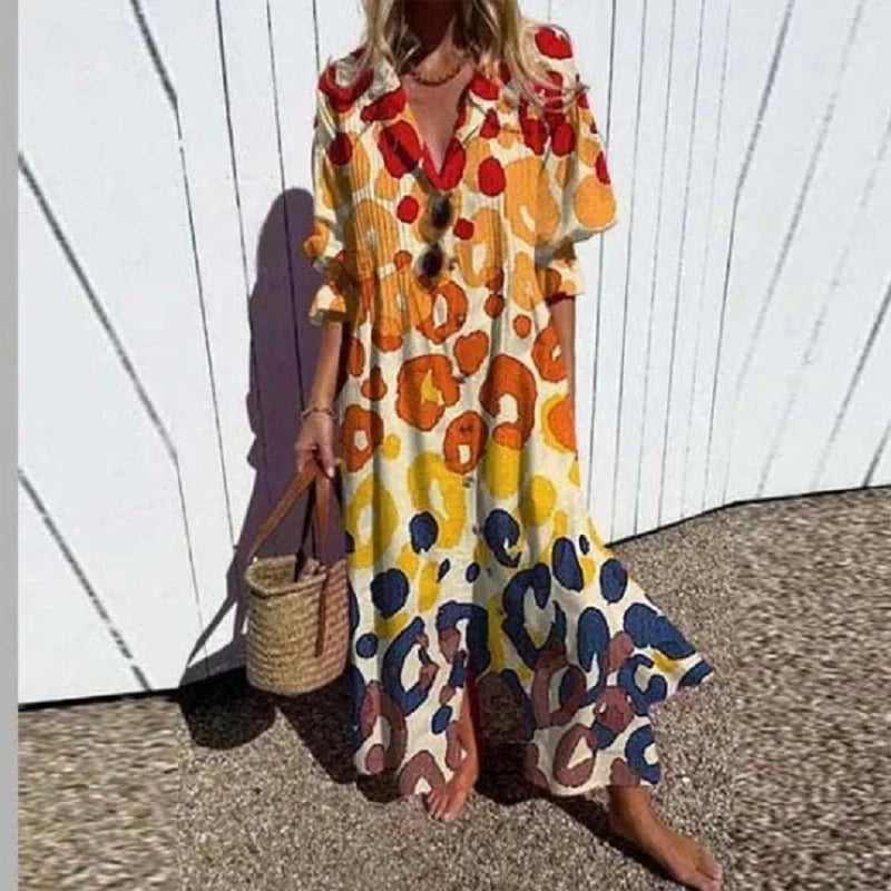 Floral boho midi dress lightweight flowy fabric flattering silhouette for beach or festival wear