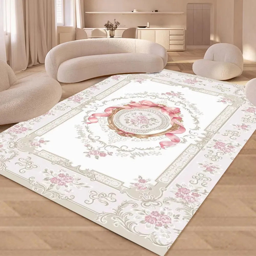 European Style Luxury Carpet Living Room Flower Pattern Decoration Bedroom Large Rugs Sofa Area Non-slip Easy Clean Floor Mat