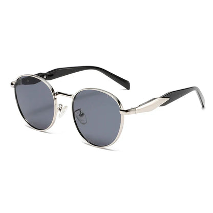 Retro round metal sunglasses UV400 lenses slim frame adjustable nose pads unisex vintage fashion