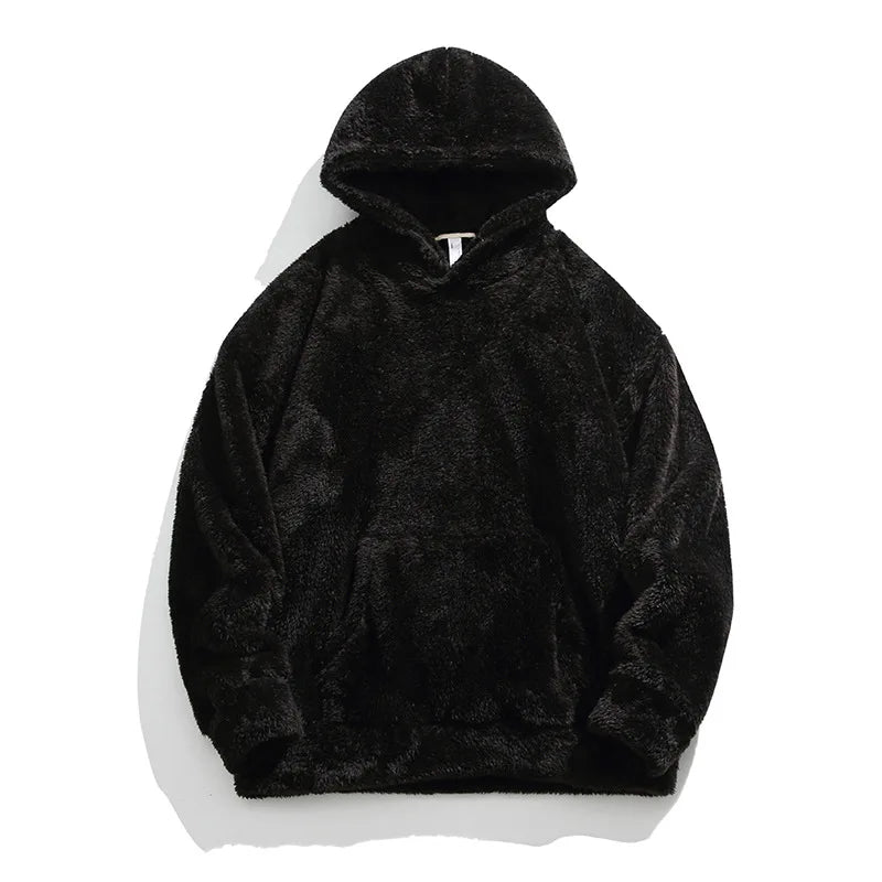 Men's oversized fleece hoodie relaxed fit with drawstring hood in soft plush interior fabric