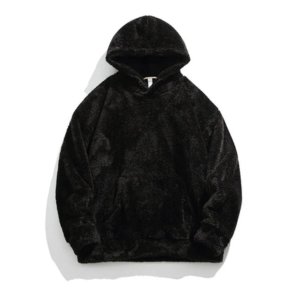 Men's oversized fleece hoodie relaxed fit with drawstring hood in soft plush interior fabric