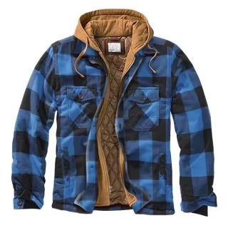 Men's patchwork checkered cotton hooded jacket casual style with colorblock design