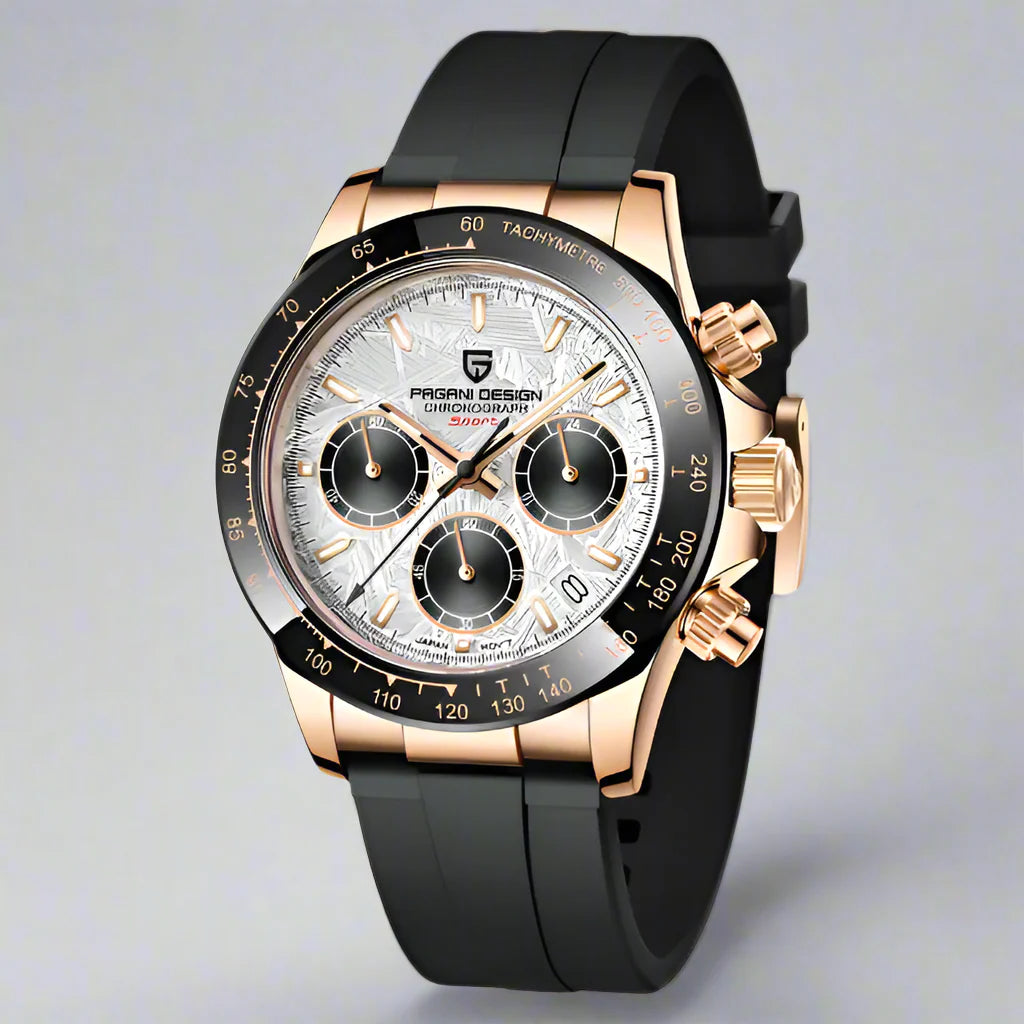 Bexley chronograph watch stainless steel case sapphire crystal scratch-resistant quartz movement timepiece