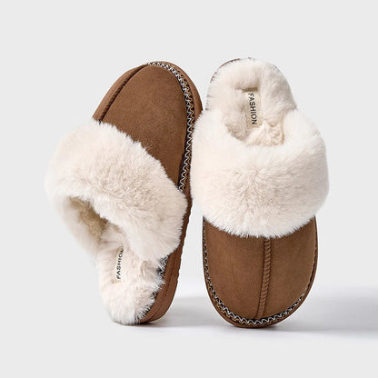 Women's cozy fuzzy slippers soft plush lining warm winter loungewear slip-on house shoes