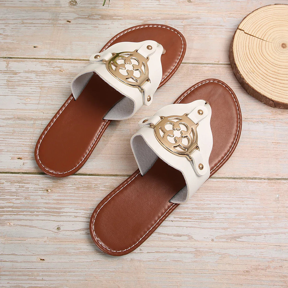 Women's Madison Ave open-toe flat sandals in neutral tones, breathable silhouette for effortless summer style