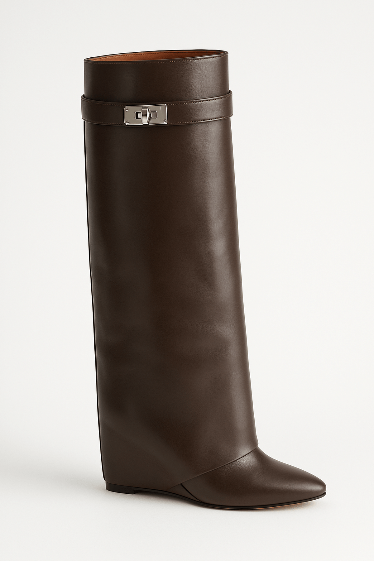 Women's classic tall shaft boots with polished buckle accent detail, sleek silhouette for elegant versatility
