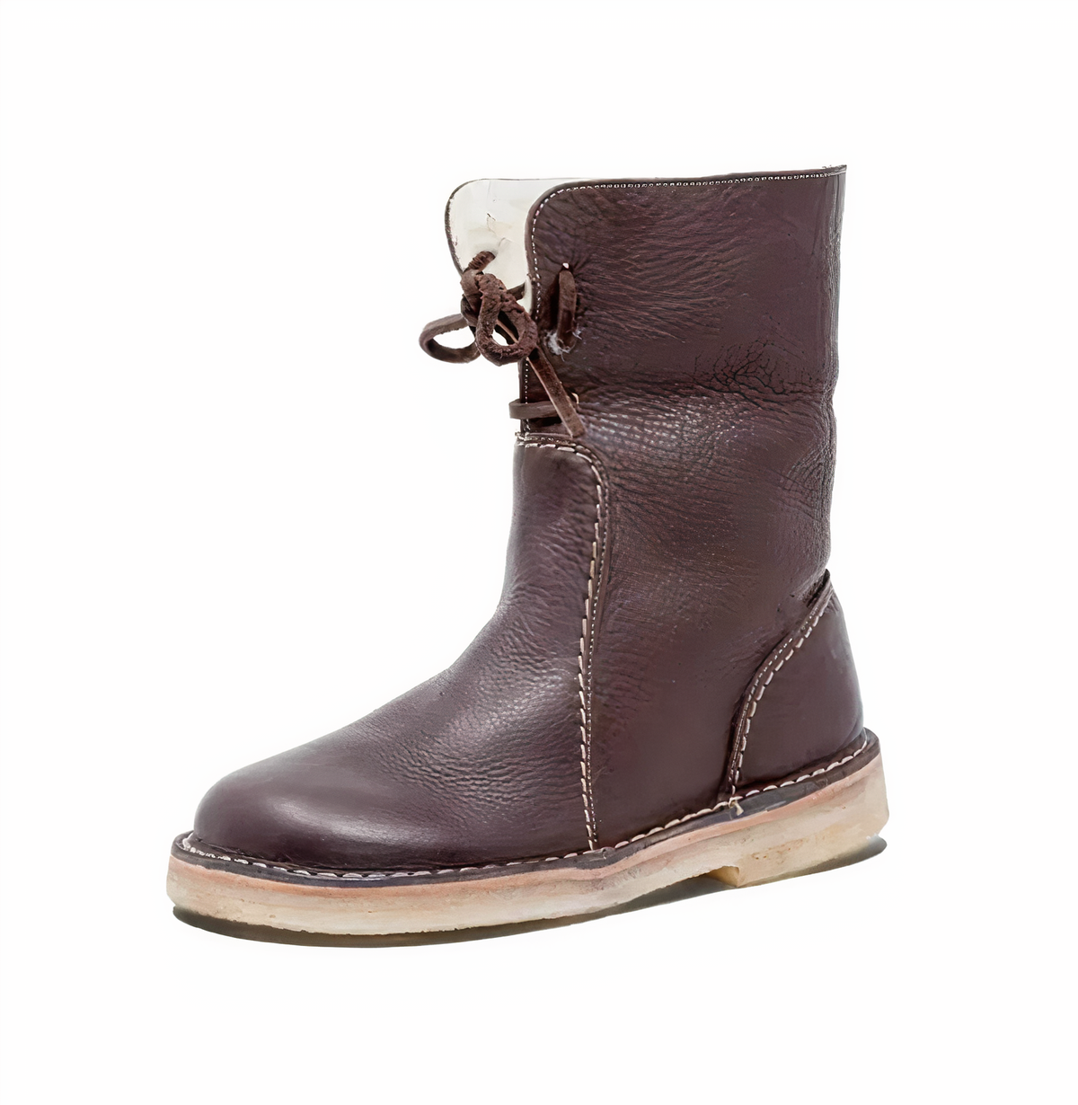 Women's short snow boots in neutral tones, Martin style ankle cut with warm insulated lining
