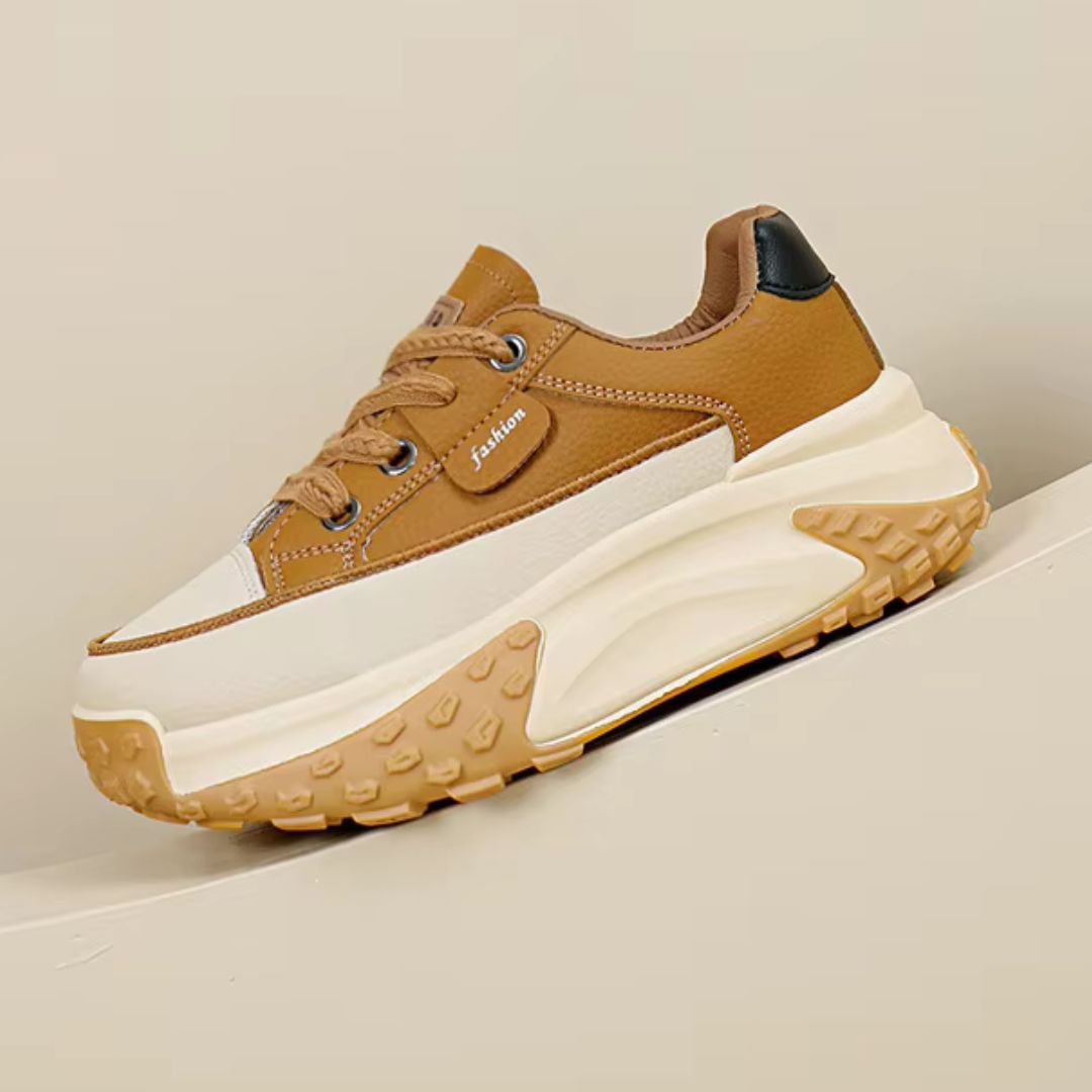 Sierra chunky platform sneakers with two-tone color design, lace-up closure, and bold rugged sole