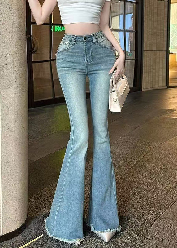 Bas évasé en jean bleu Slim Fit Butt Scrunch pour l'automne - Wavlynn