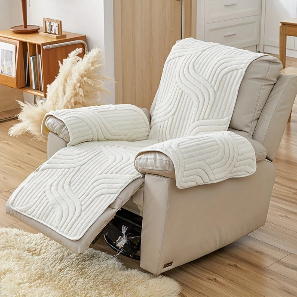 Plush recliner sofa cover contemporary style secure anti-slip backing cozy texture