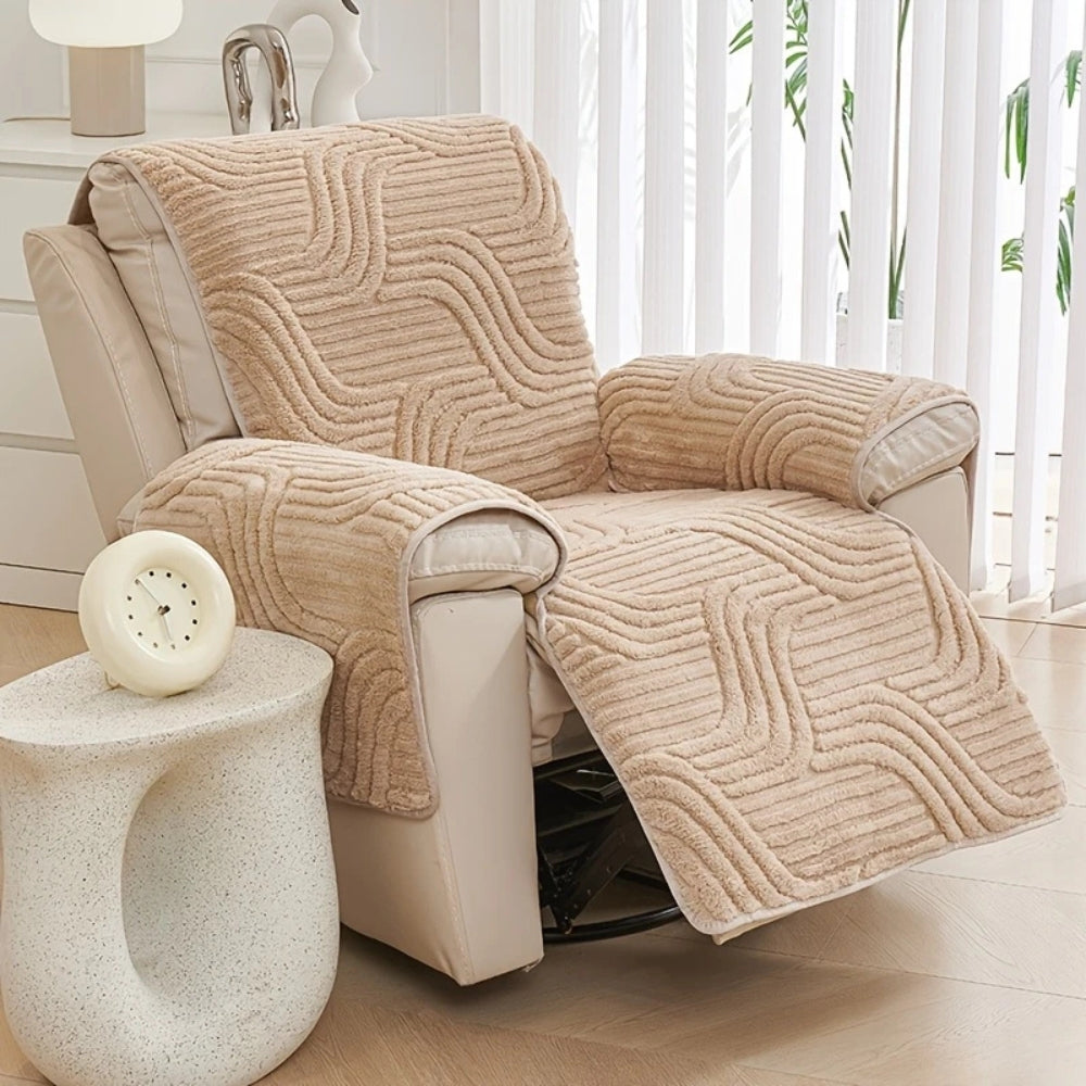 Plush recliner sofa cover contemporary style with secure anti-slip backing for cozy comfort