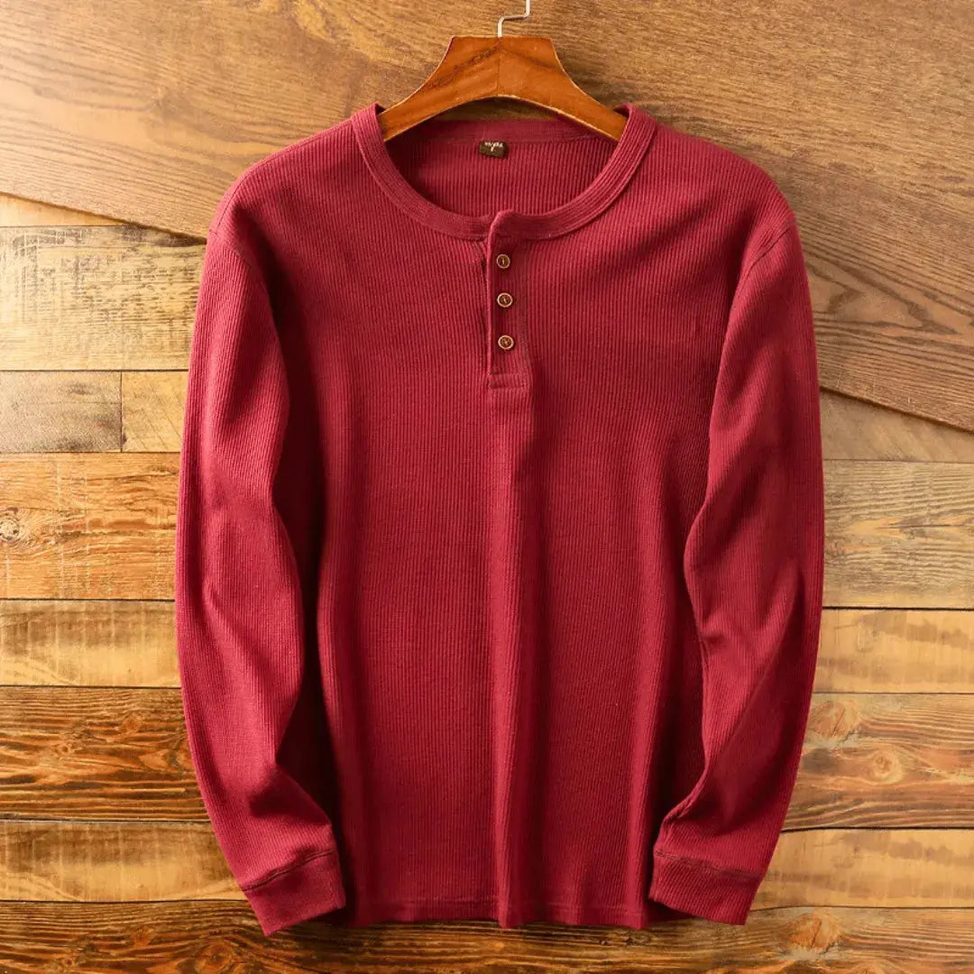 Men's white heritage cotton Henley shirt relaxed fit with classic button placket everyday casual