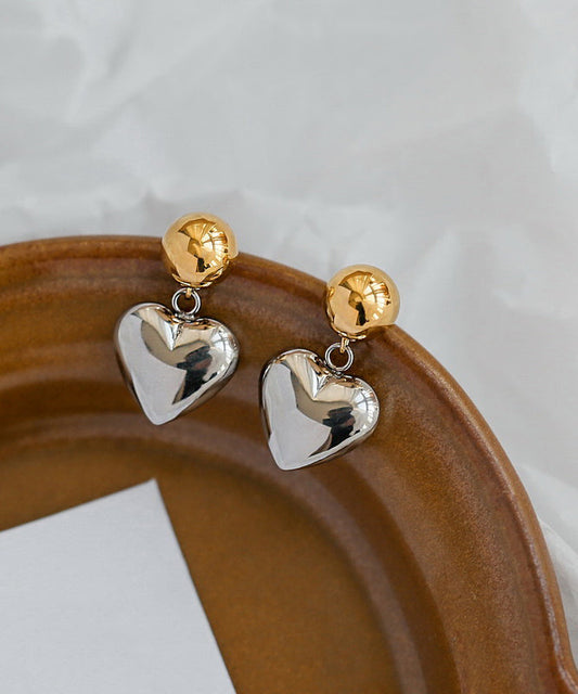 Boucles d'oreilles à tige simples en cuivre colorblock surdoré Love - Wavlynn