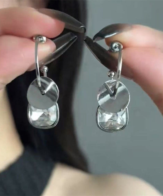 Boucles d'oreilles pendantes simples en soie, acier inoxydable et cristal - Wavlynn