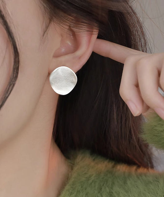 Boucles d'oreilles puces simples en soie et argent sterling givré - Wavlynn