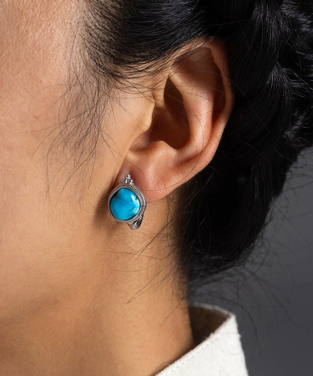 Boucles d'oreilles à tige simples en argent sterling et turquoise - Wavlynn