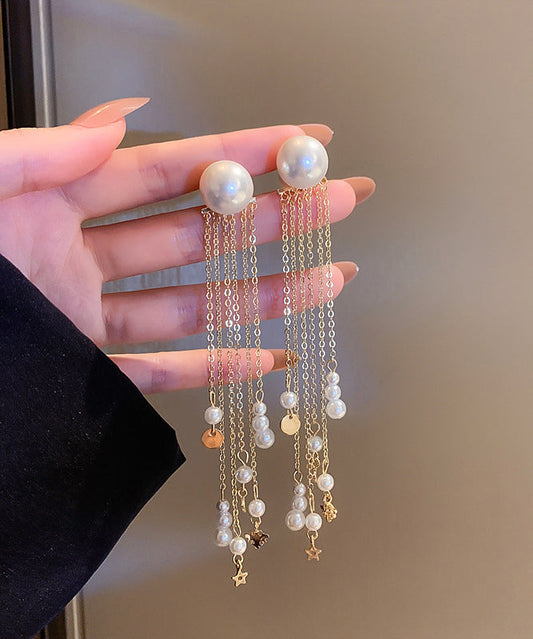 Boucles d'oreilles pendantes fines en alliage de cuivre doré et forme poire - Wavlynn