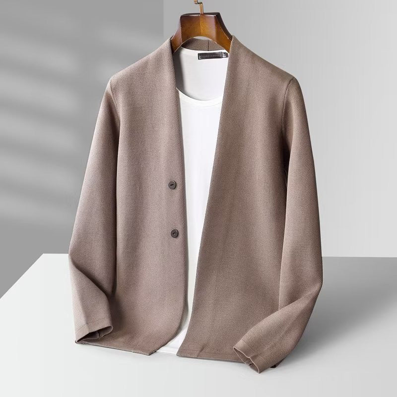 Wavlynn slim fit stretch knit men's cardigan in premium viscose blend with high elasticity