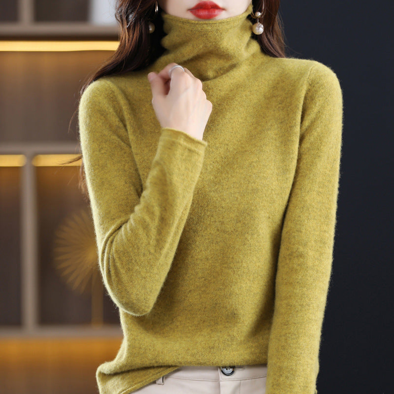 Ivory wool-blend loose-fit sweater with chic stacked collar, Arctic Grace style by Sofia Amoretti