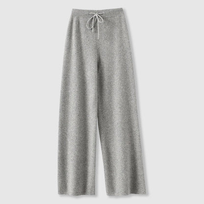 Sofia Amoretti ivory cashmere wide-leg pants with elastic drawstring waist for effortless luxury