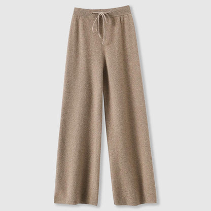 Sofia Amoretti ivory cashmere wide-leg pants with elastic drawstring waist for effortless luxury