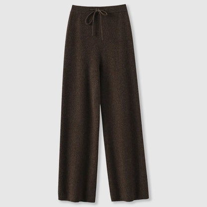 Sofia Amoretti ivory cashmere wide-leg pants with elastic drawstring waist for effortless luxury
