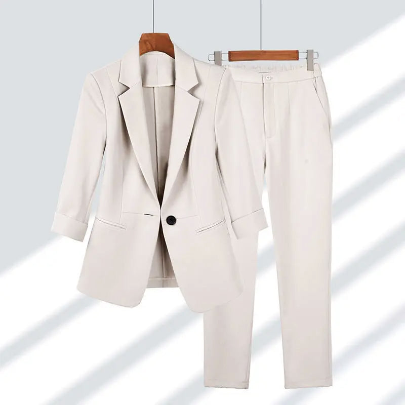 Sofia Amoretti Geneva women's tailored business suit set high-waist pencil pants clean-line blazer