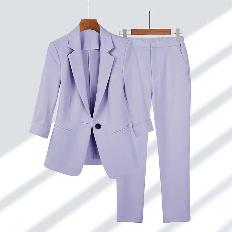 Sofia Amoretti Geneva navy blue tailored blazer and high-waist pencil pants business suit set